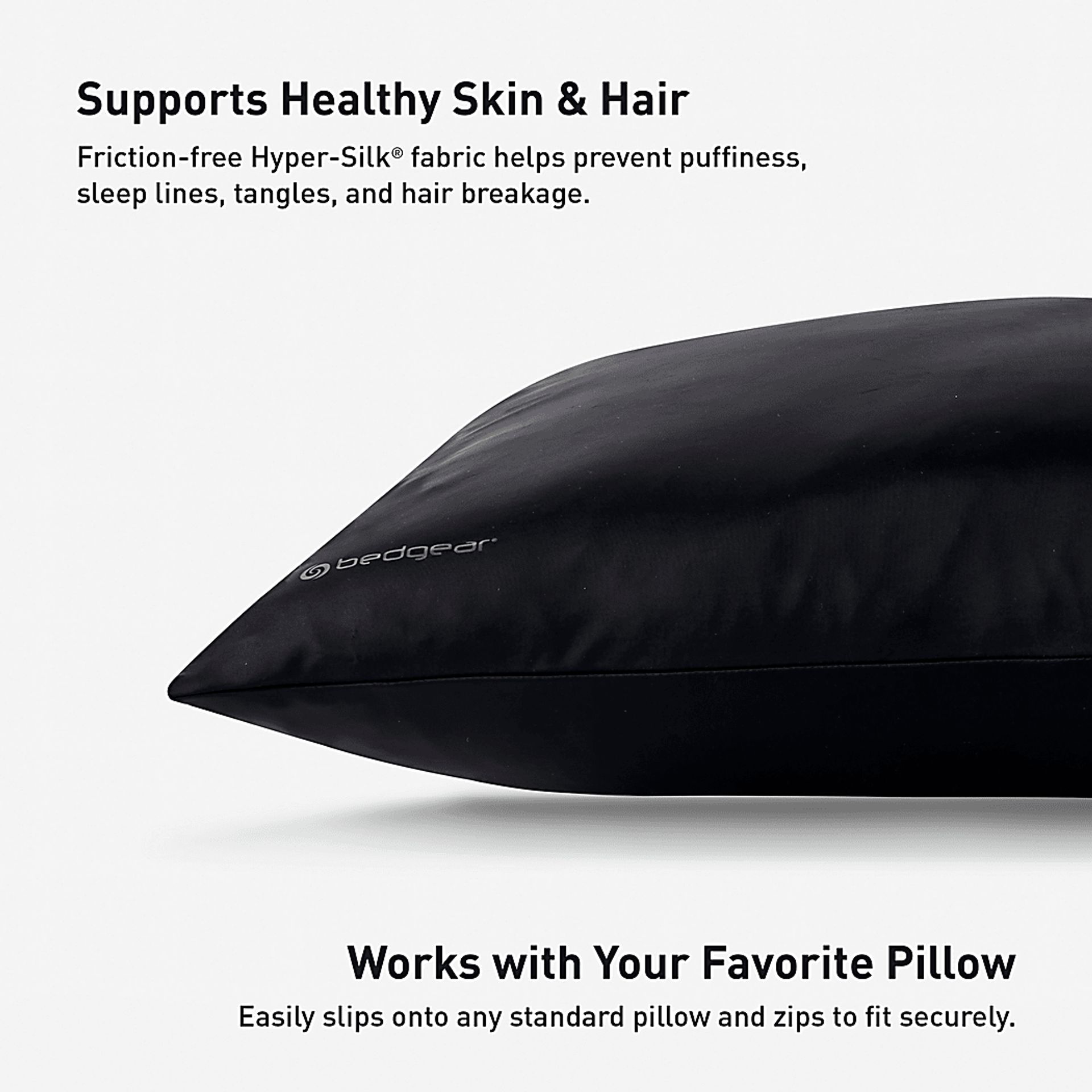 Bedgear Hyper-Silk Black Performance Queen Pillowcase - Image 7