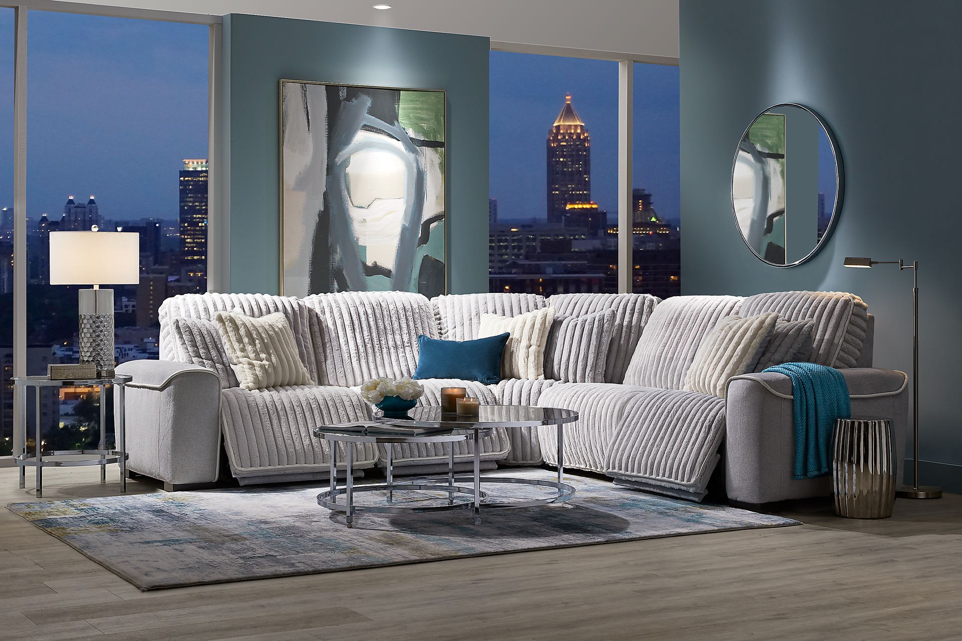 Bedingfield Gray 5 Pc Dual Power Reclining Sectional - Image 2