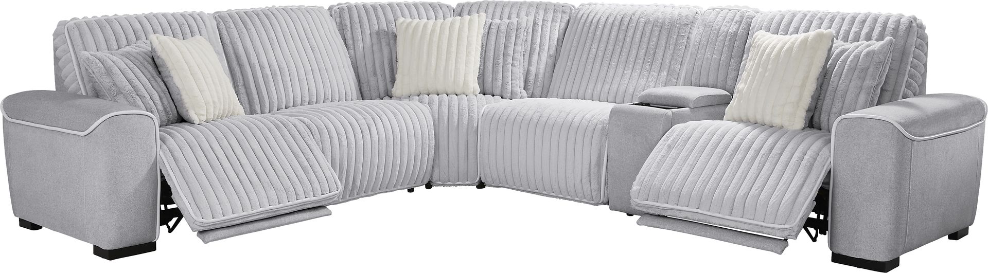 Bedingfield Gray 6 Pc Dual Power Reclining Sectional - Image 1