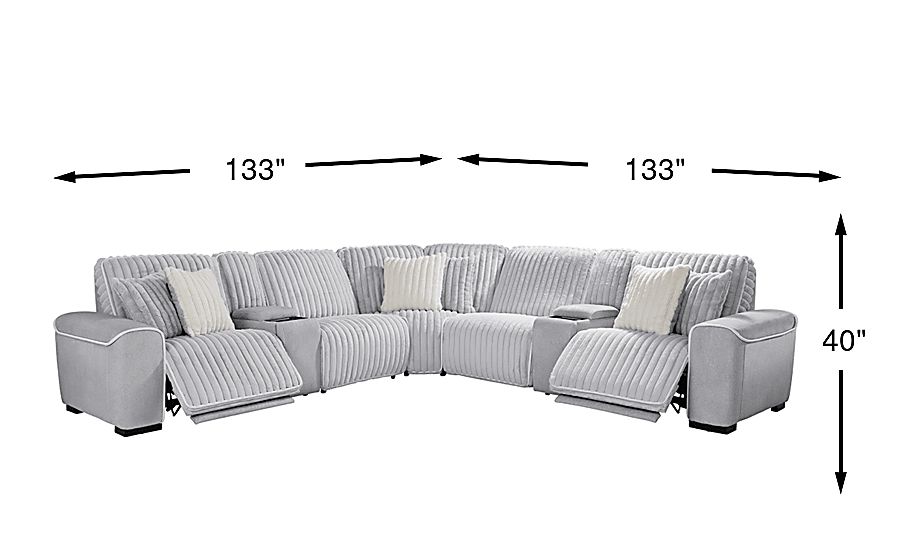 Bedingfield Gray Polyester Fabric 7 Pc Dual Power Reclining