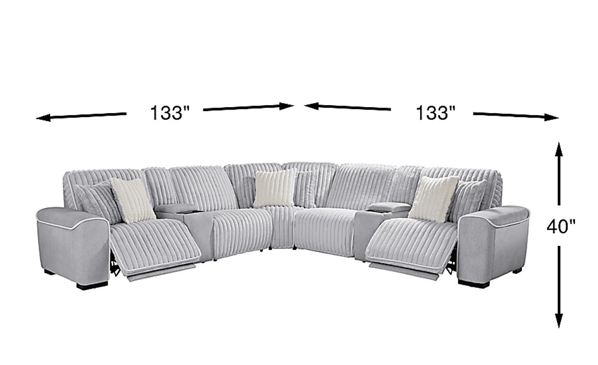 Bedingfield Gray Polyester Fabric 7 Pc Dual Power Reclining