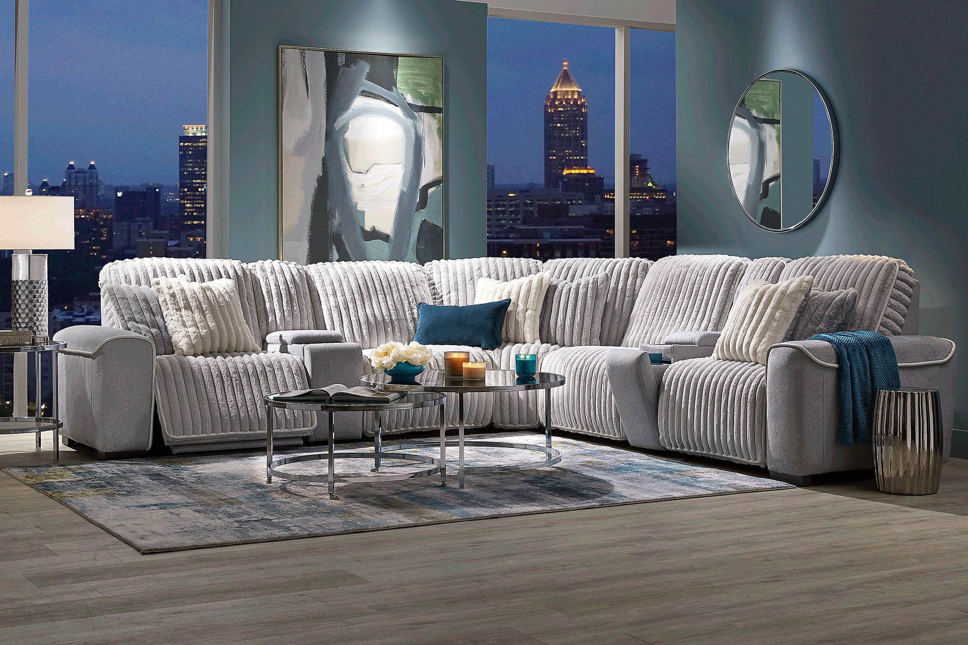 Bedingfield Gray 7 Pc Dual Power Reclining Sectional - Image 2