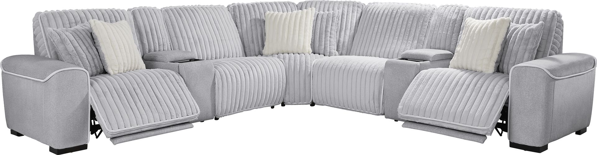 Bedingfield Gray 7 Pc Dual Power Reclining Sectional - Image 1