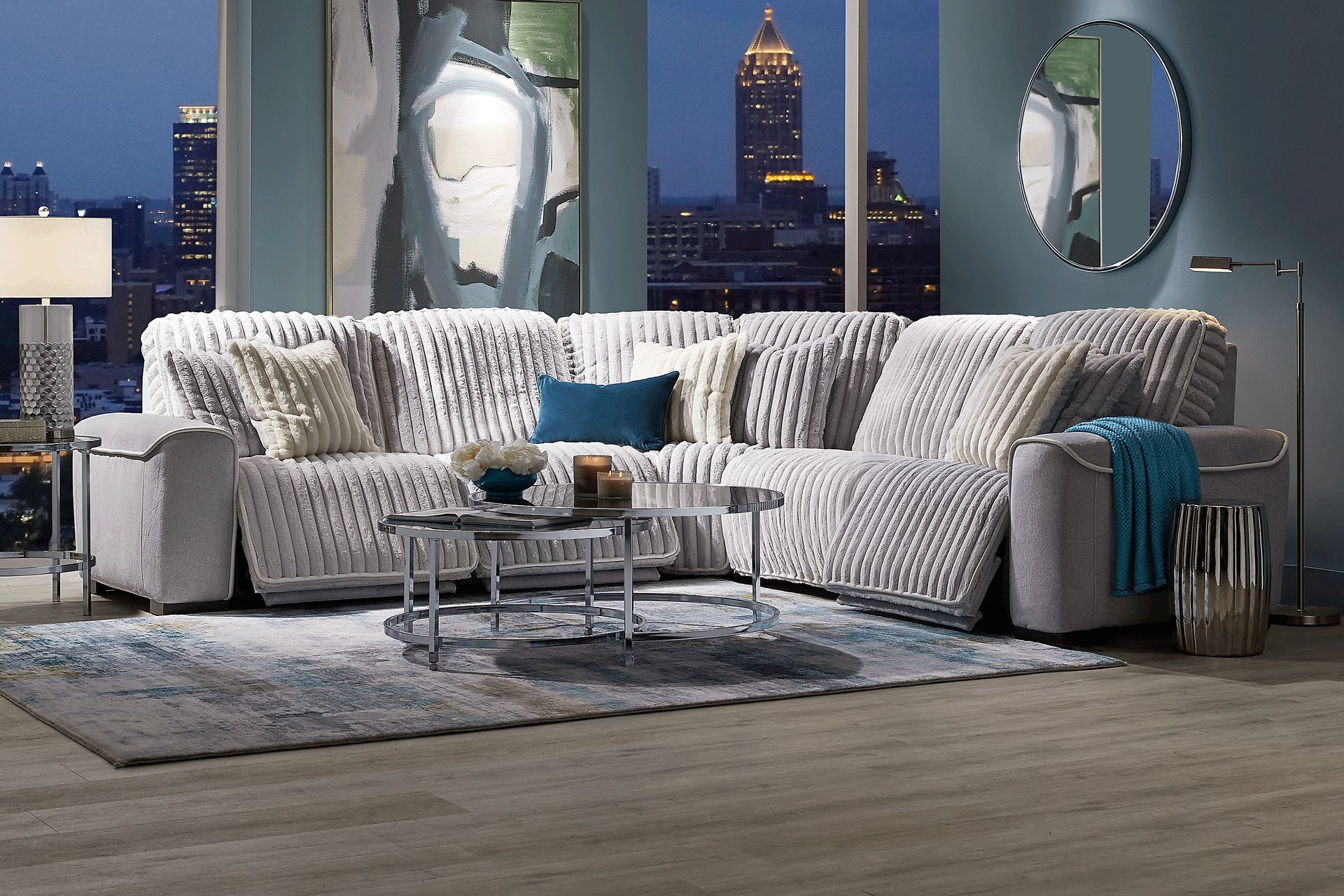Bedingfield Gray 8 Pc Dual Power Reclining Sectional Living Room - Image 1