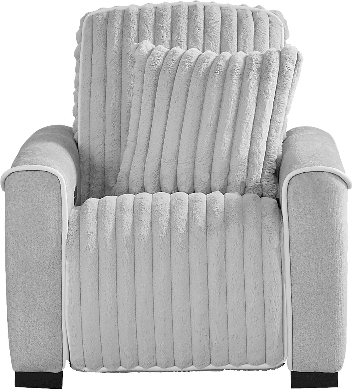 Bedingfield Gray Polyester Fabric Dual Power Recliner | Rooms to Go