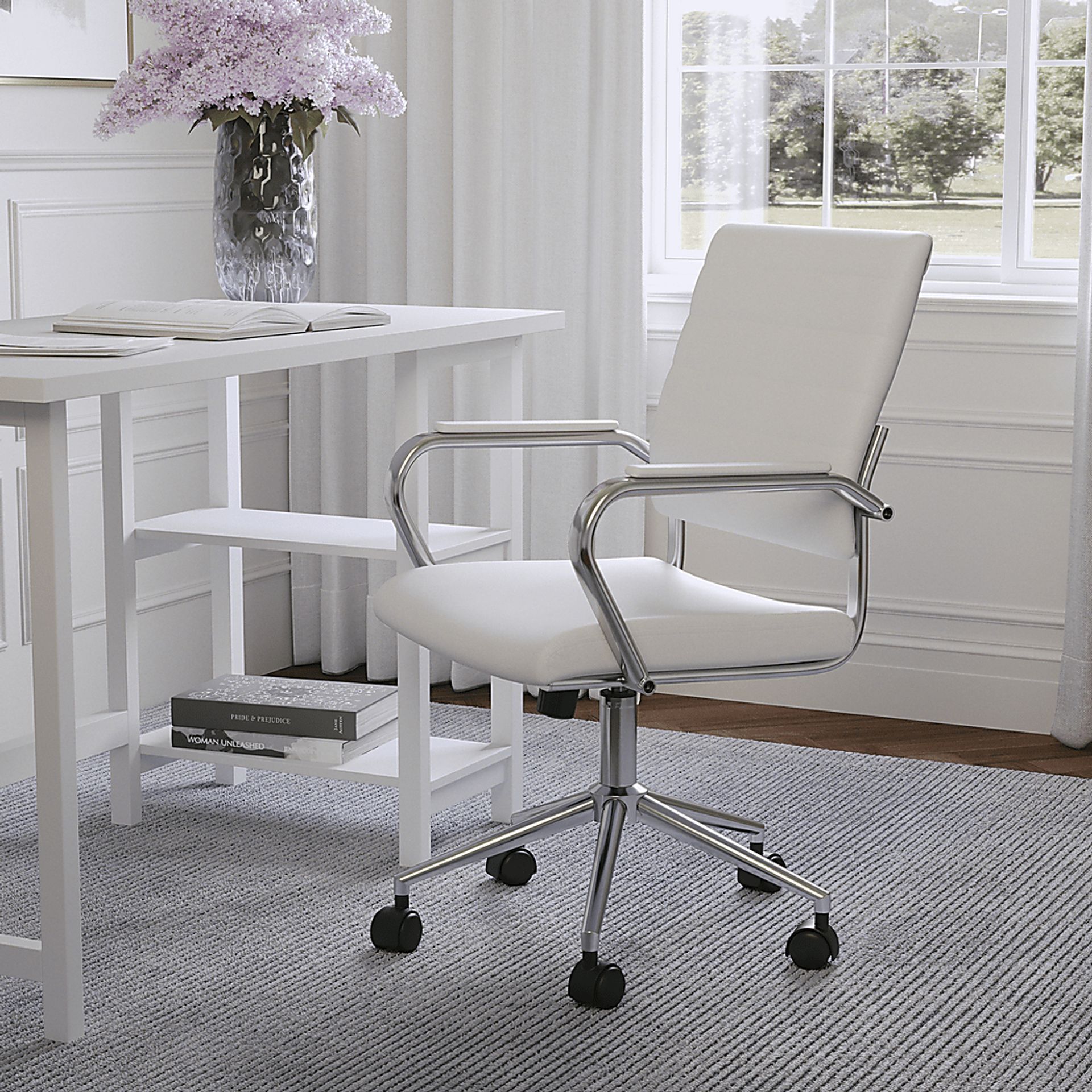 Bedner White Office Chair - Image 3