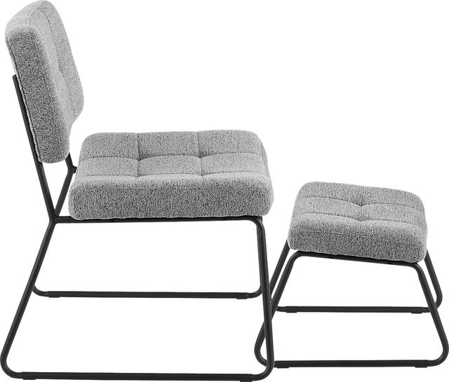 Beechtree Light Gray Accent Chair and Ottoman - Thumbnail - Image 2