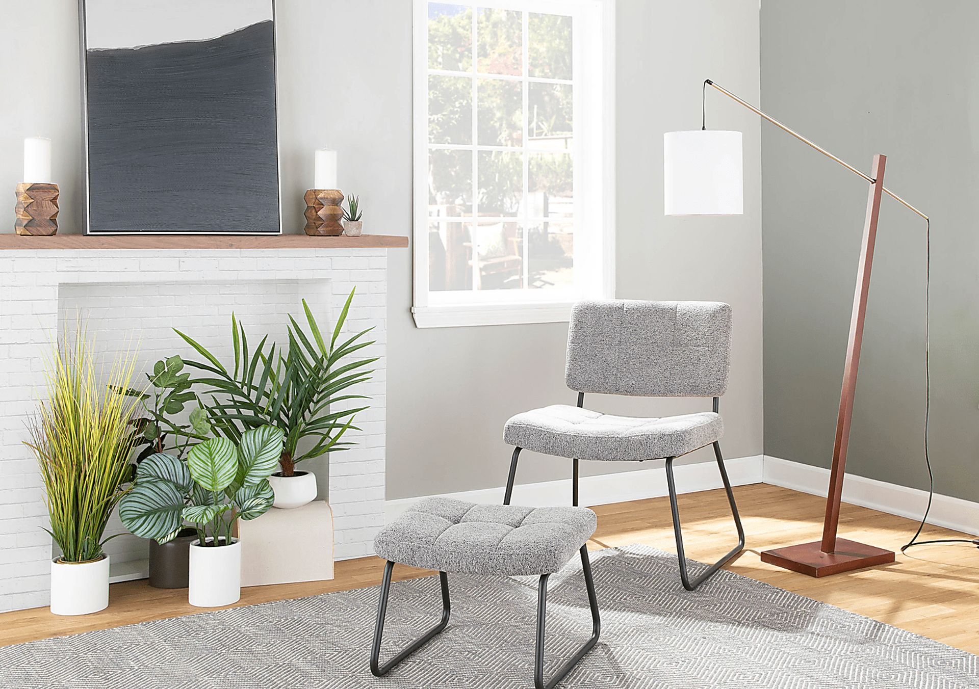 Beechtree Light Gray Accent Chair and Ottoman - Image 7