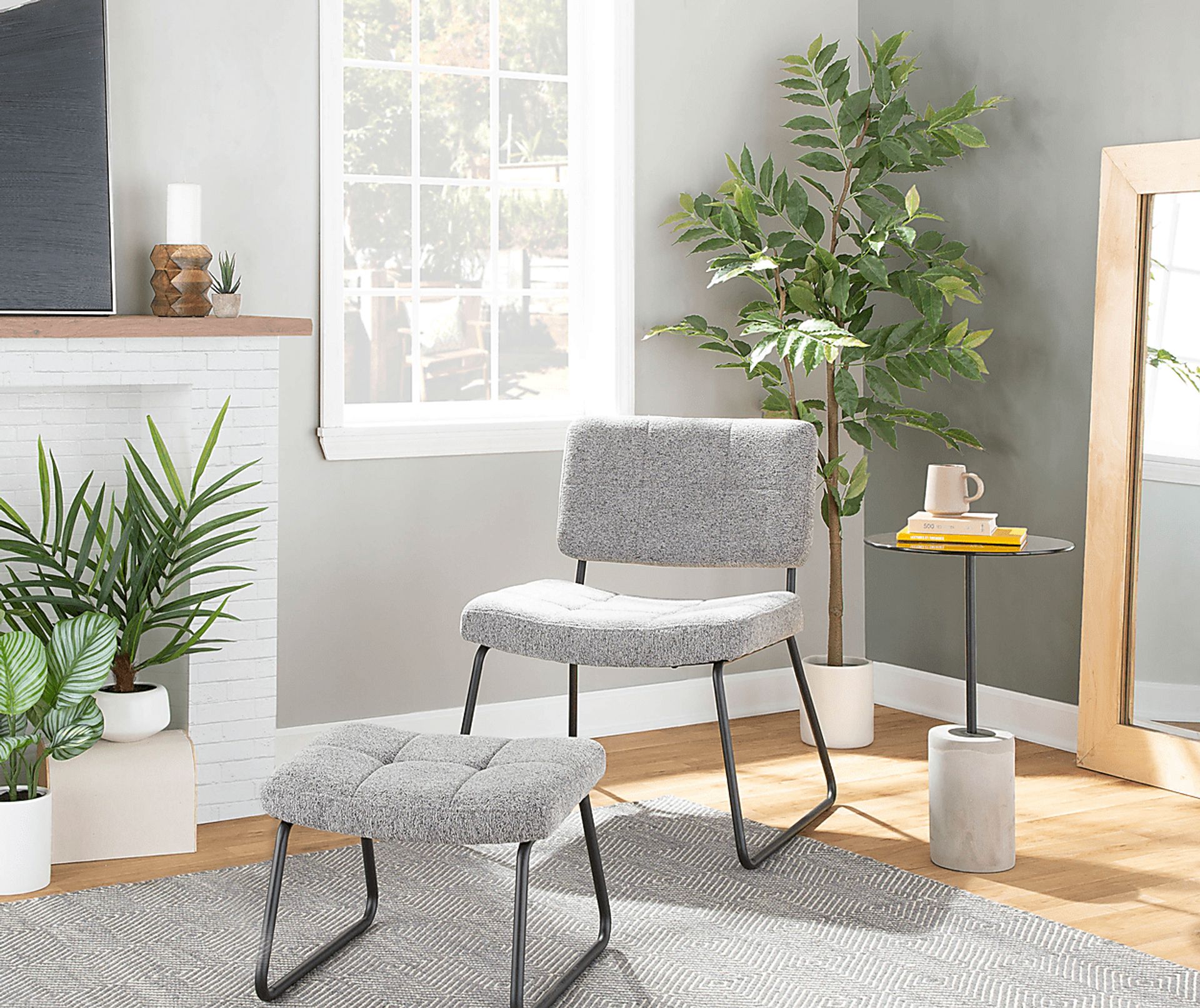 Beechtree Light Gray Accent Chair and Ottoman - Image 8