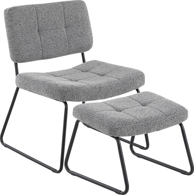 Beechtree Light Gray Accent Chair and Ottoman - Thumbnail - Image 1