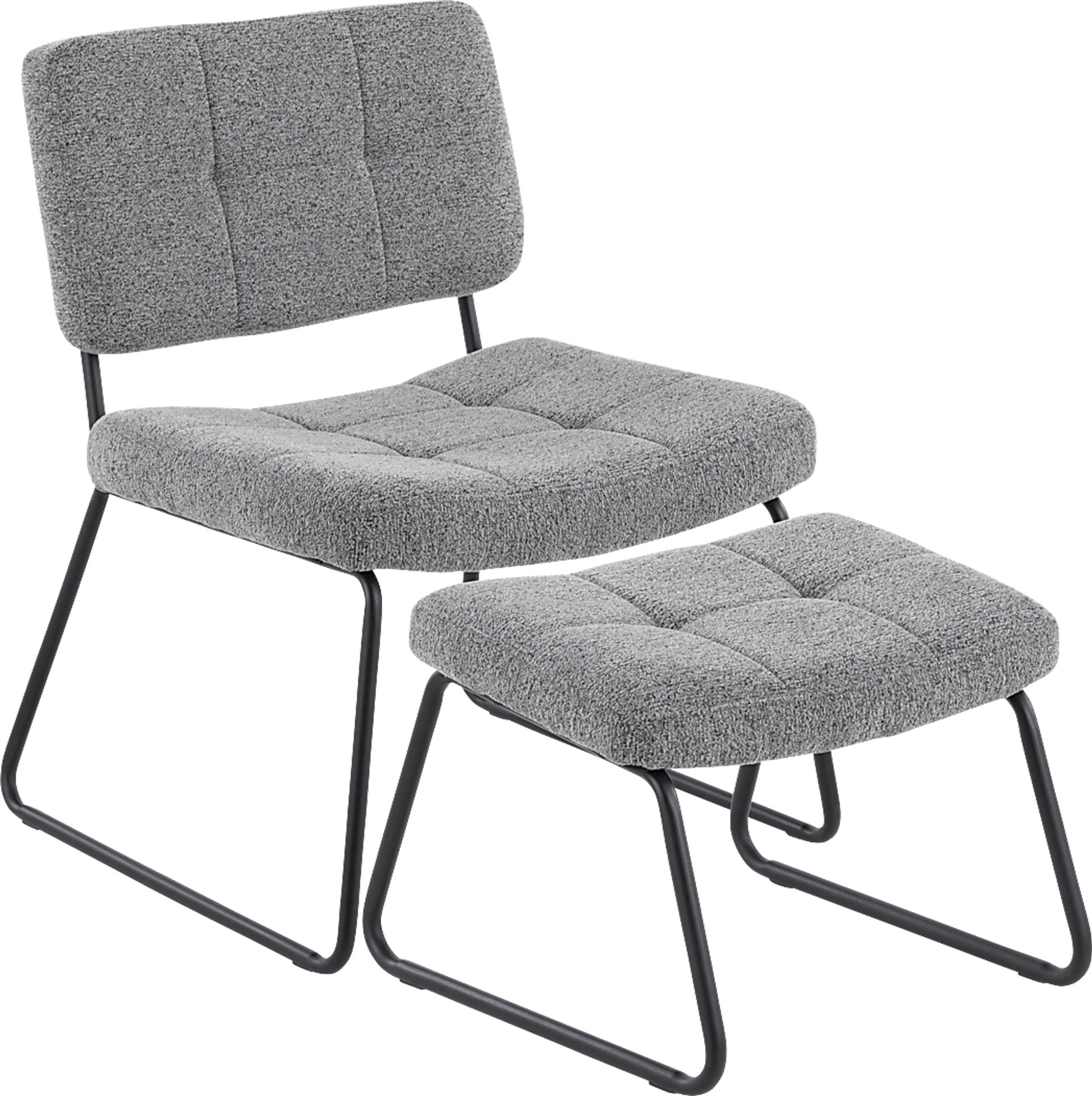 Beechtree Light Gray Accent Chair and Ottoman - Image 1