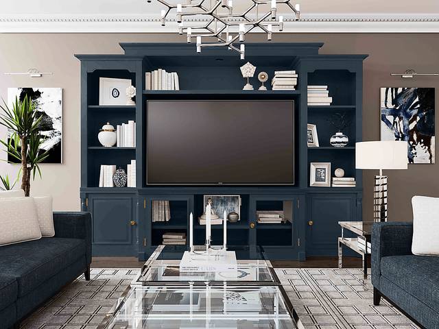 Beidiman I Blue 4 Pc Wall Unit with 104.5 in. Console - Thumbnail - Image 2