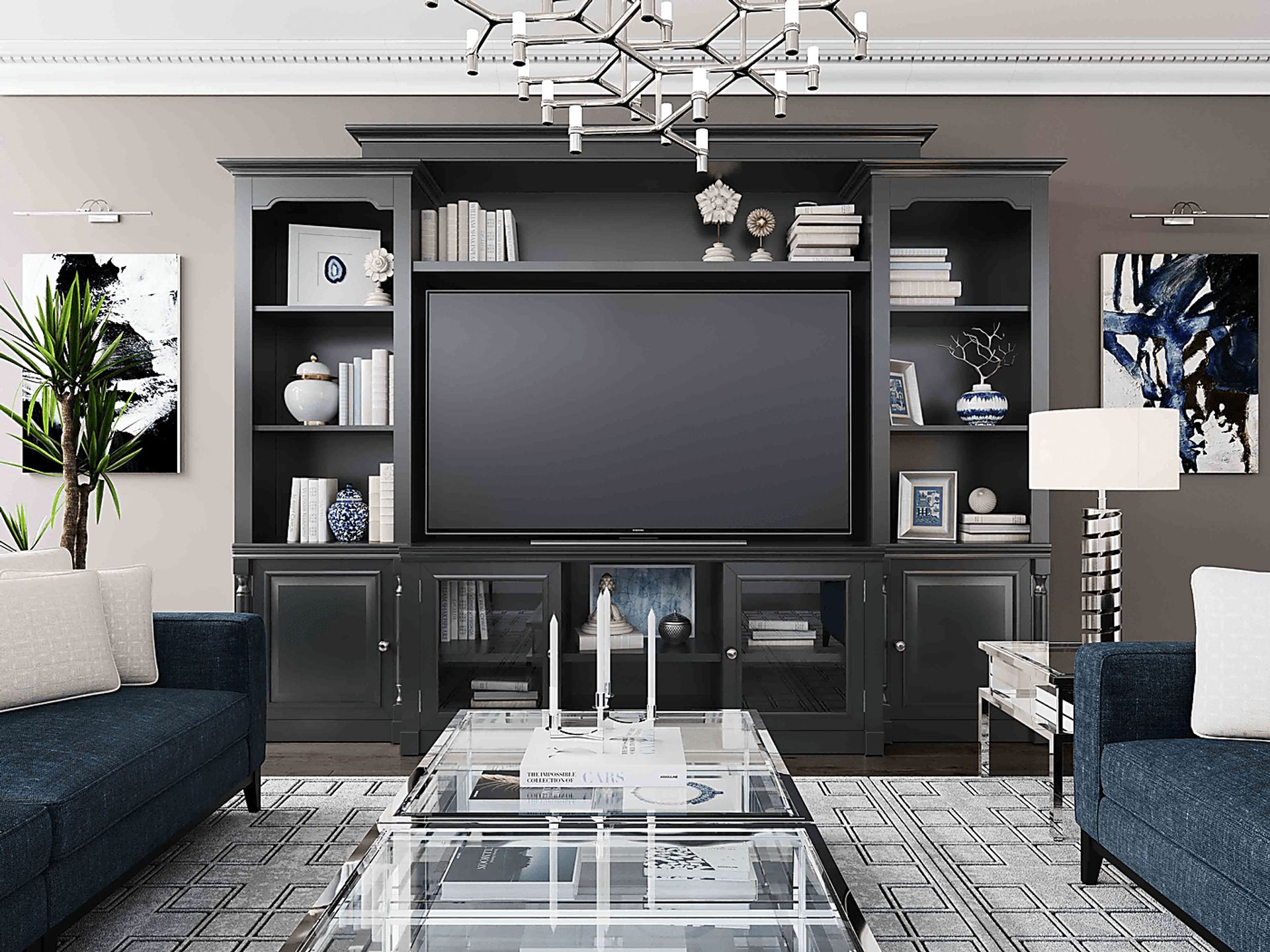 Beidiman I Charcoal 4 Pc Wall Unit with 104.5 in. Console - Image 2
