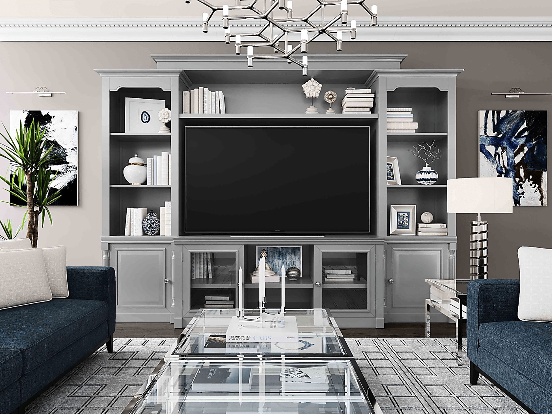 Beidiman I Gray 4 Pc Wall Unit with 104.5 in. Console - Image 2