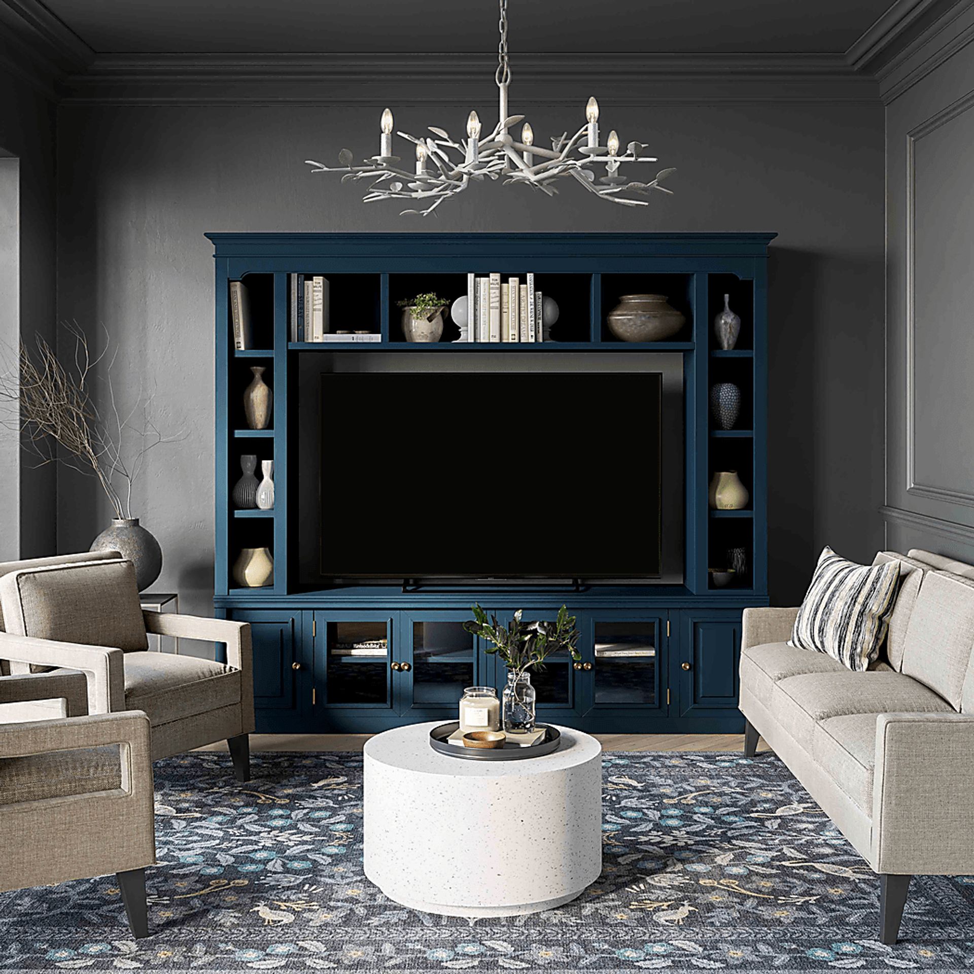 Beidiman II Blue 3 Pc Wall Unit with 98.5 in. Console - Image 2