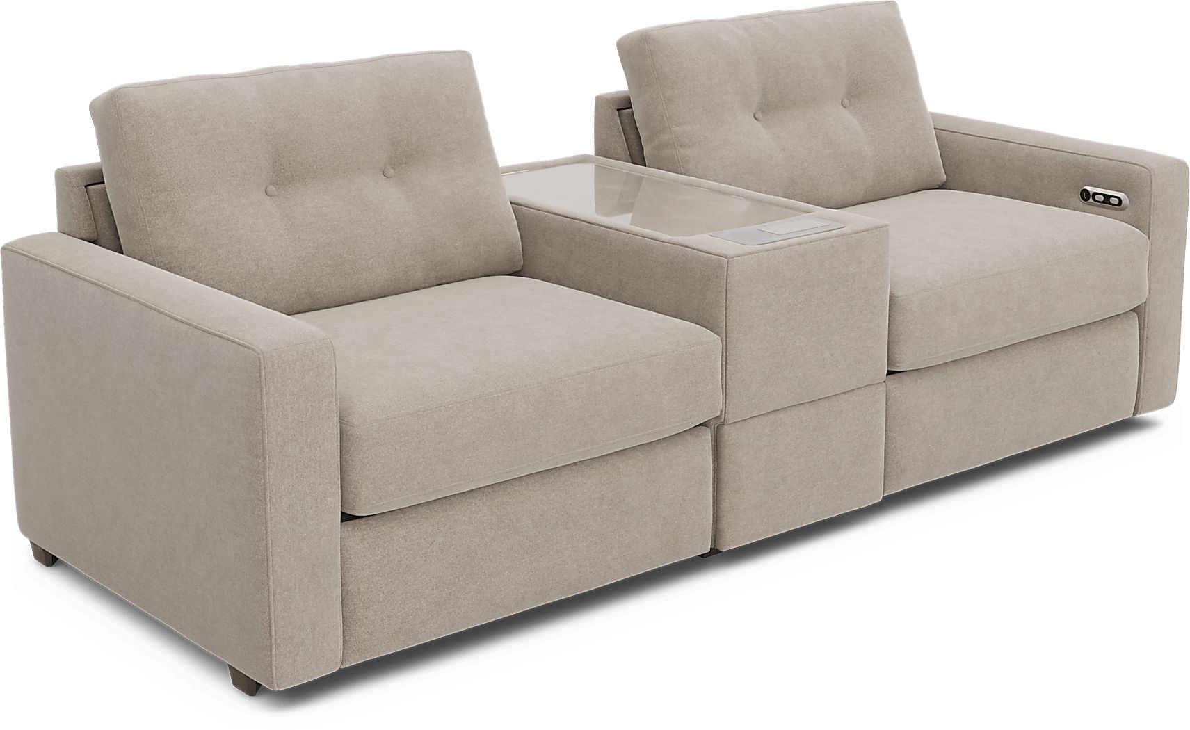 Beige 3 Pc Power Reclining ModularOne with Media Console