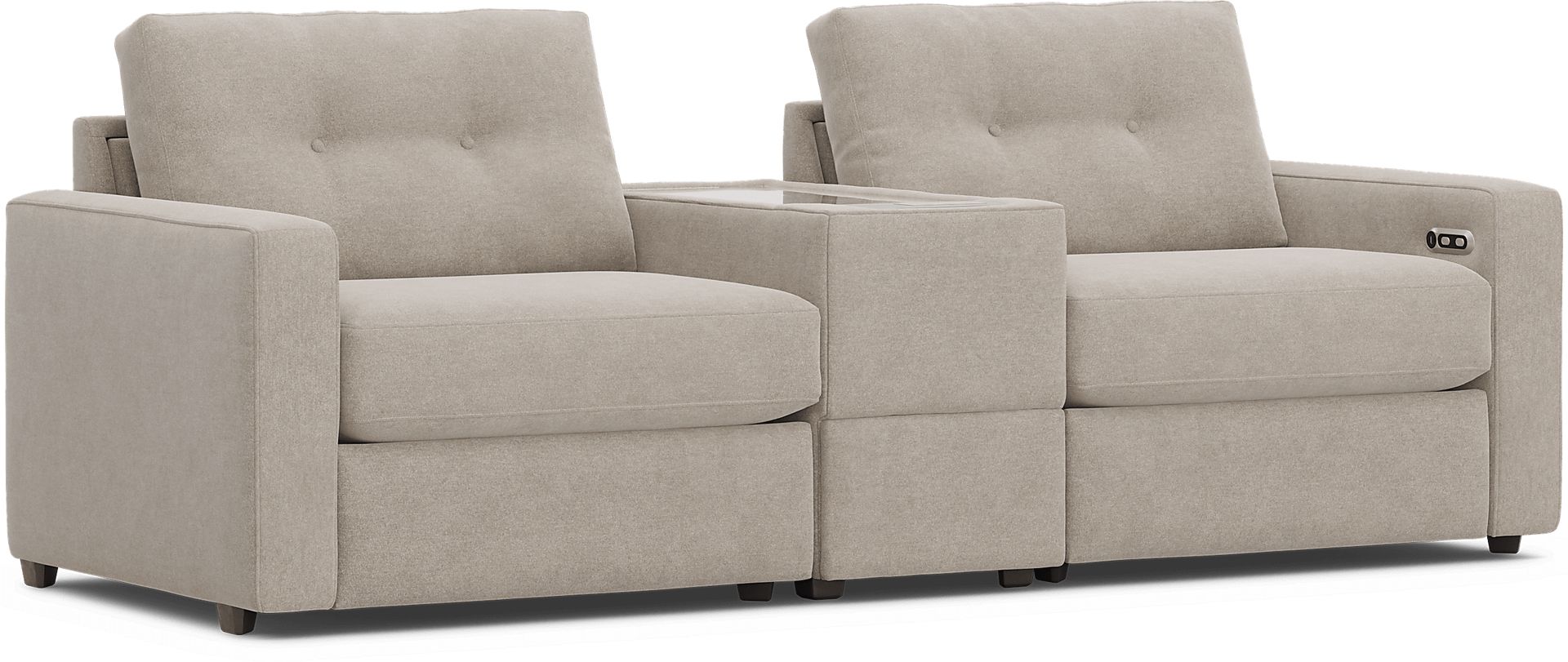 Beige 3 Pc Power Reclining ModularOne with Media Console - Image 4