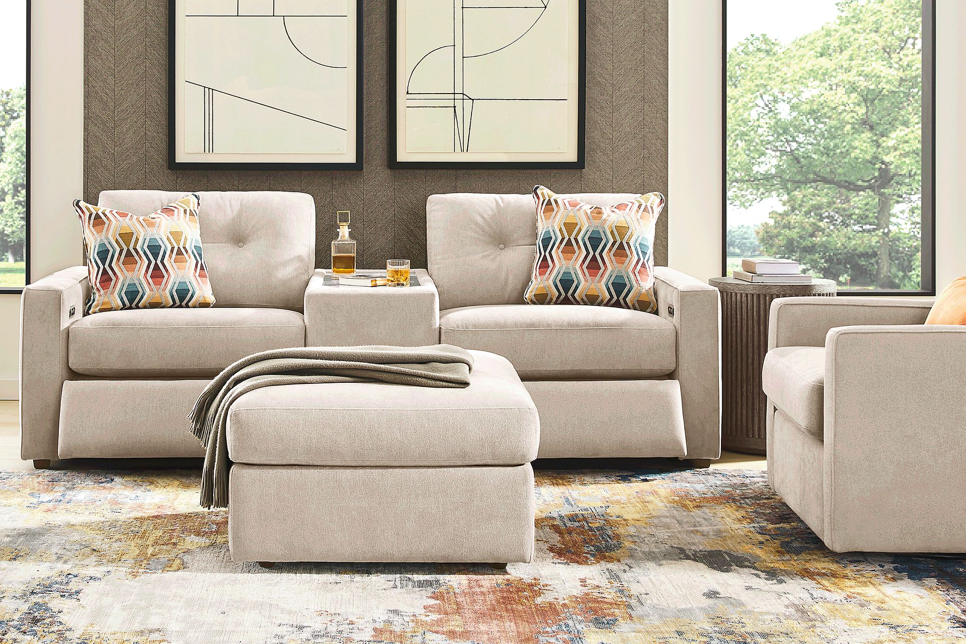 Beige 3 Pc Power Reclining ModularOne - Image 2