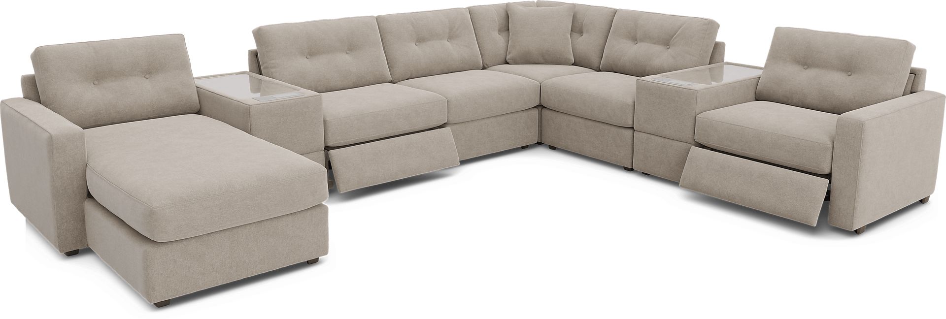 Beige 8 Pc Power Reclining ModularOne with Media Consoles - Image 1