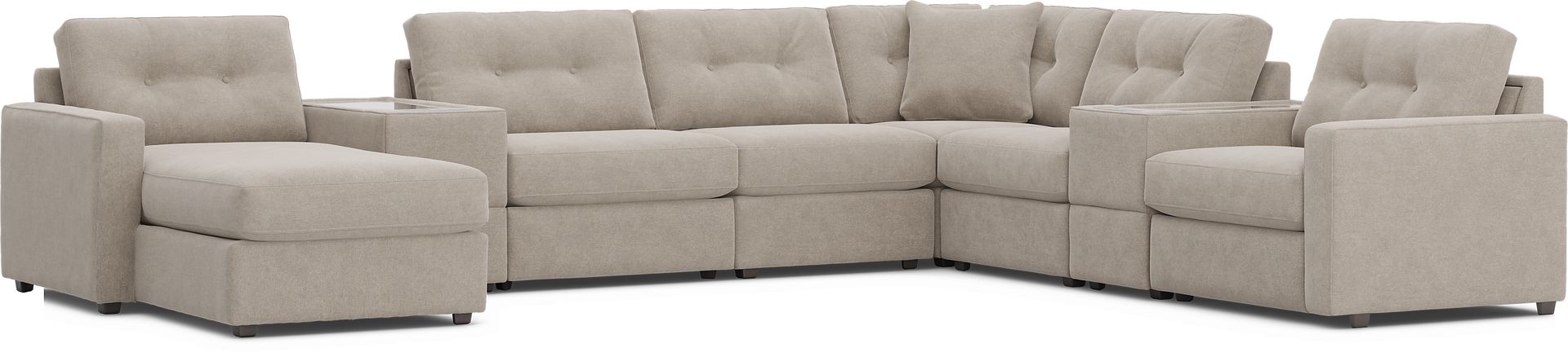 Beige 8 Pc Power Reclining ModularOne with Media Consoles - Image 4