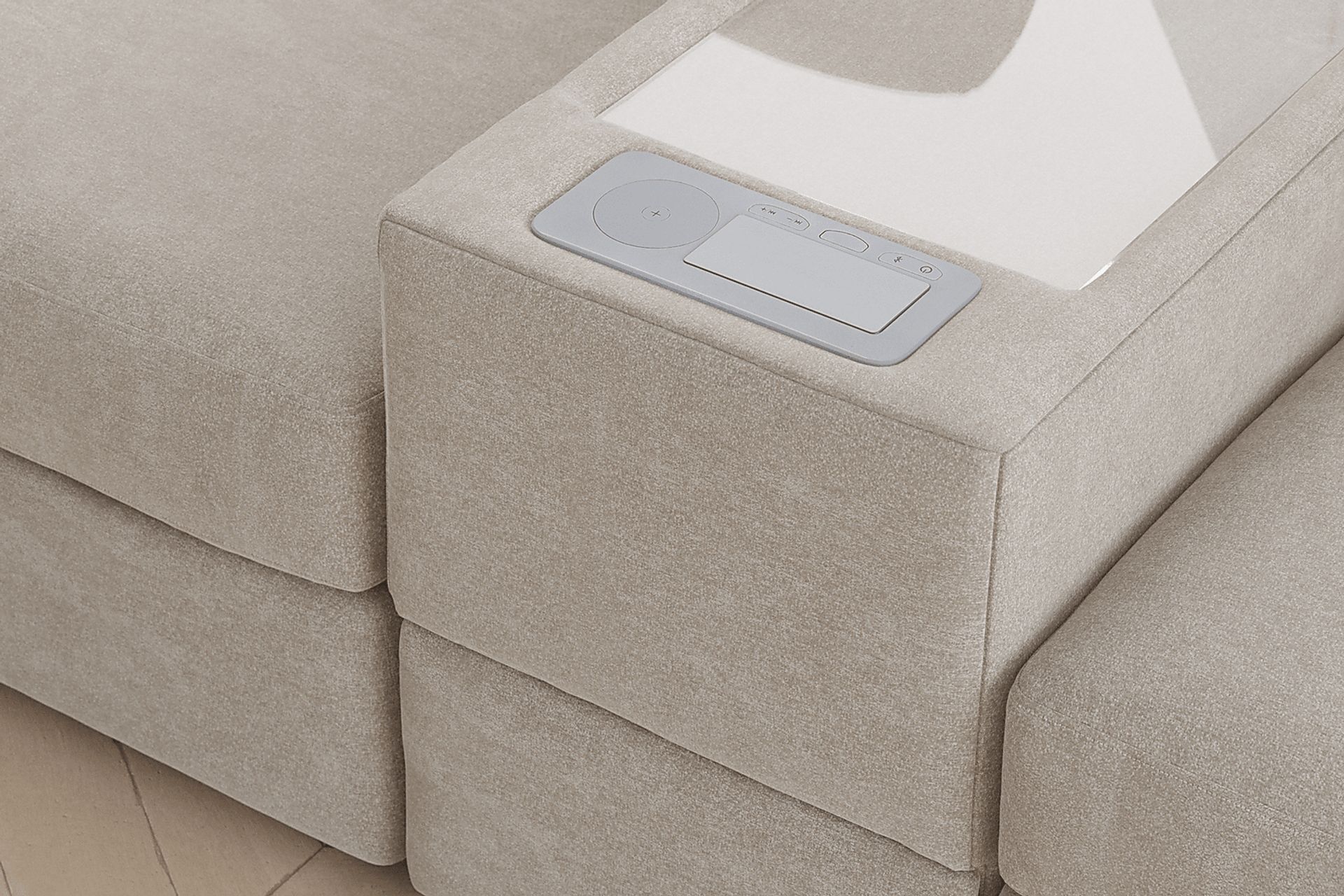 Beige 8 Pc Power Reclining ModularOne with Media Consoles - Image 5
