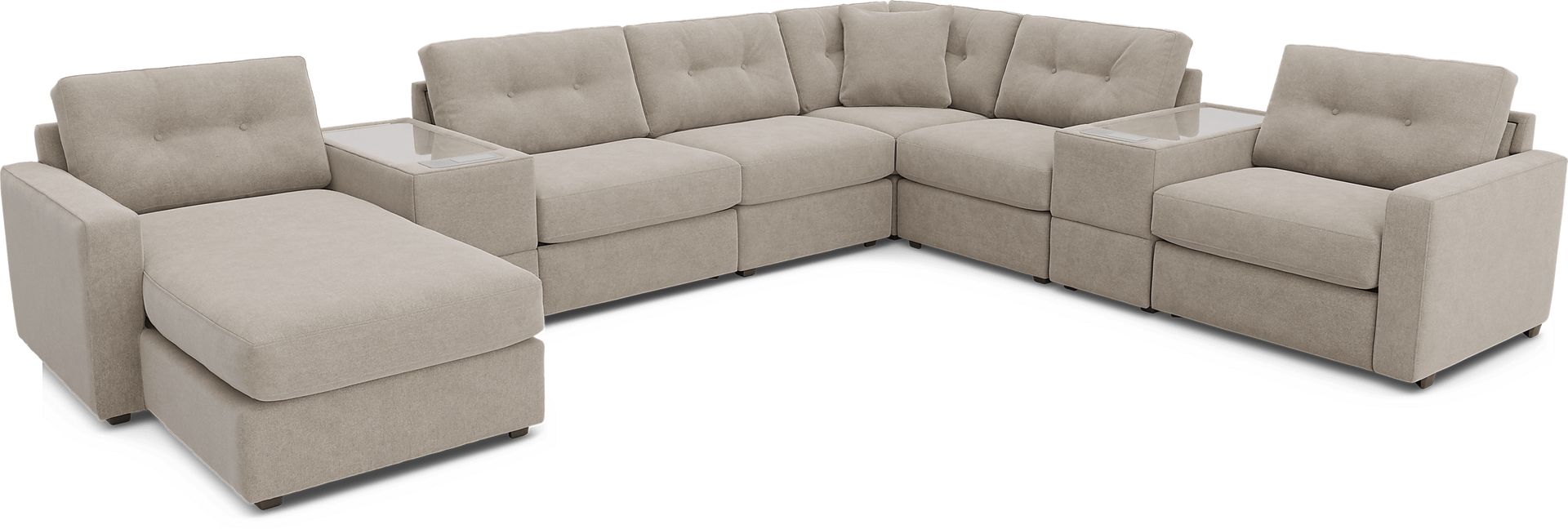 Beige 8 Pc Power Reclining ModularOne with Media Consoles - Image 1