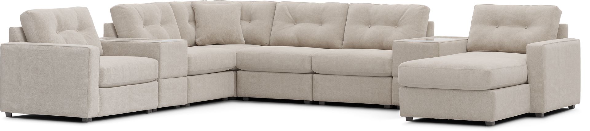 Beige 8 Pc Power Reclining ModularOne with Media Consoles - Image 4