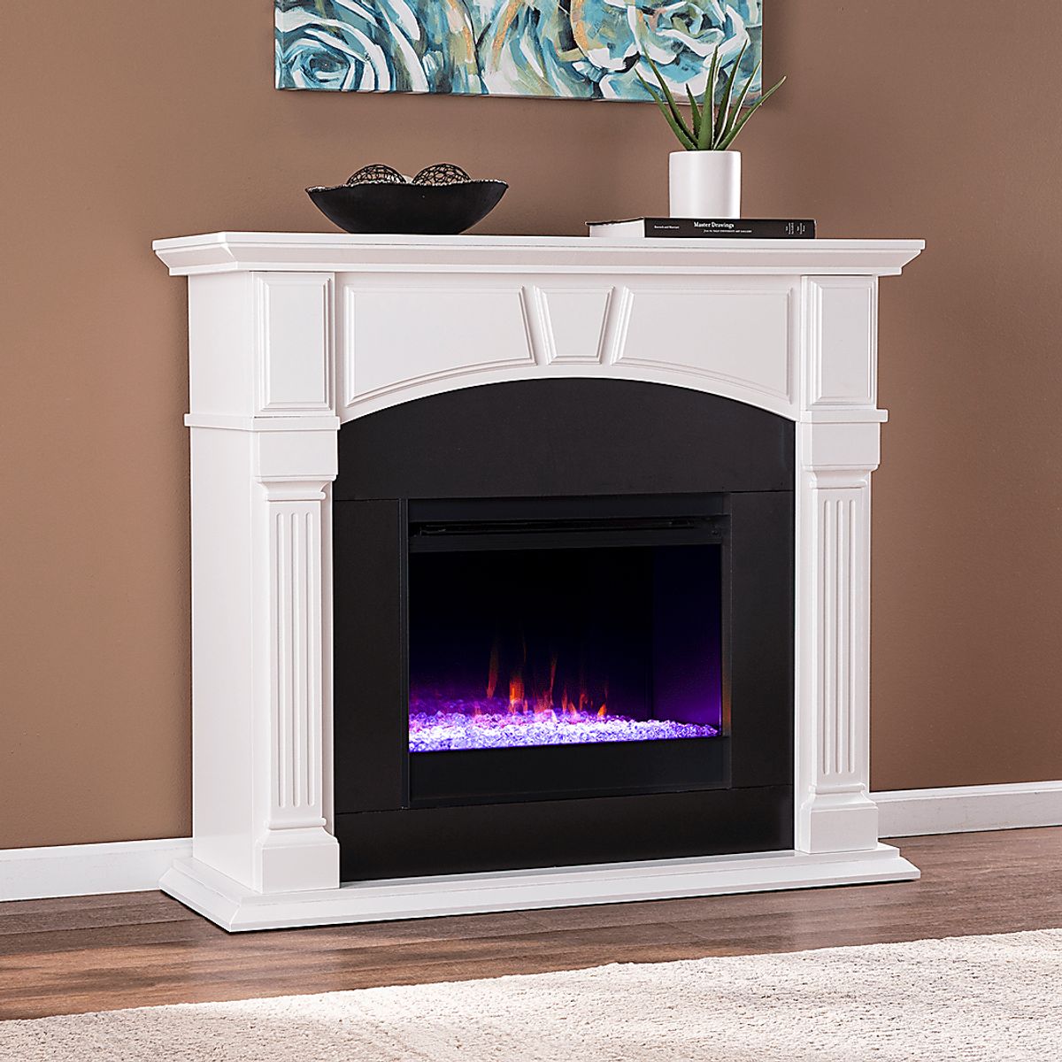 Bekonscot I White Colors,White 48 in. Console With Electric Fireplace ...