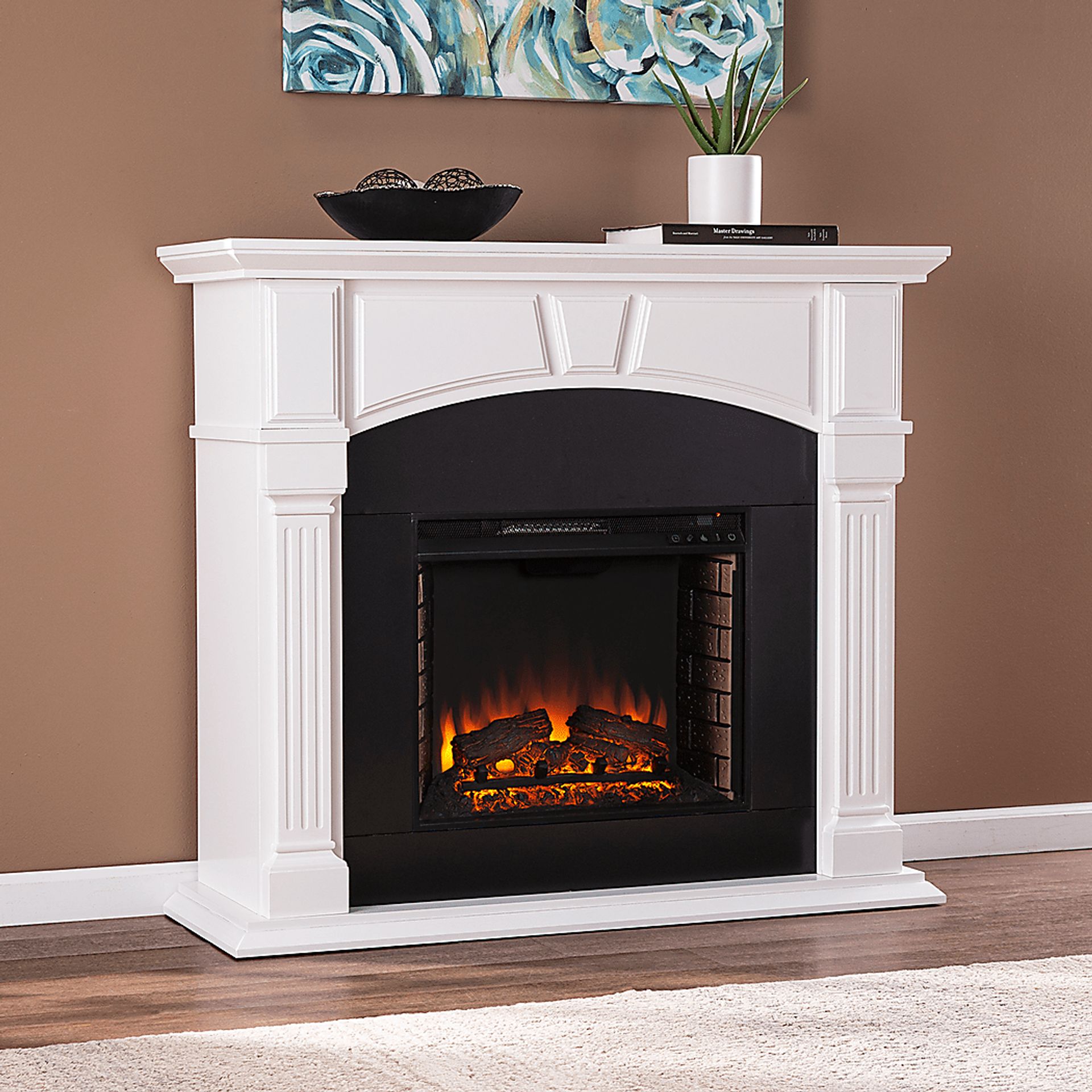 Bekonscot II White 48 in. Console With Electric Log Fireplace - Image 6
