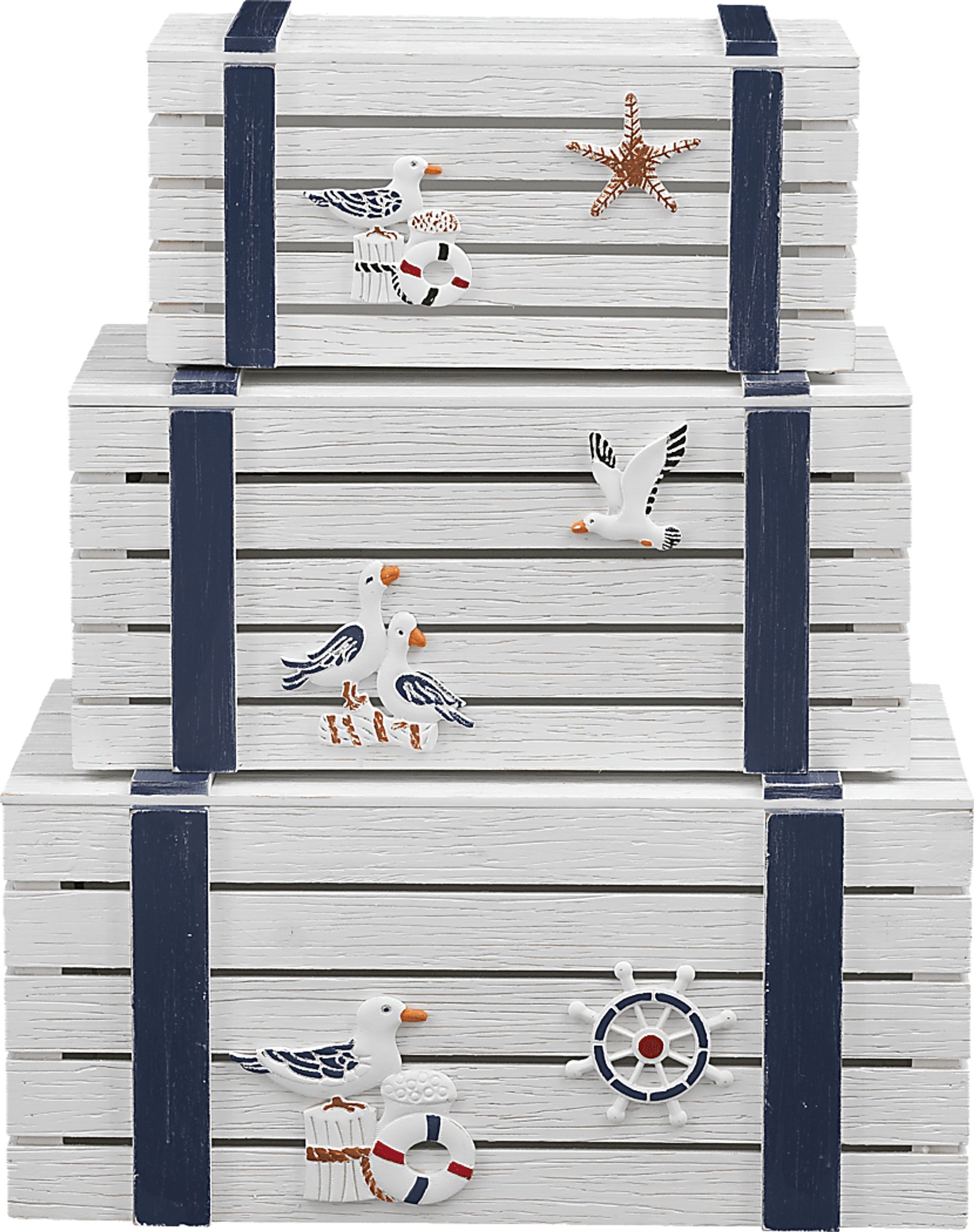 Belcher White Nesting Trunks, Set of 3 - Image 2