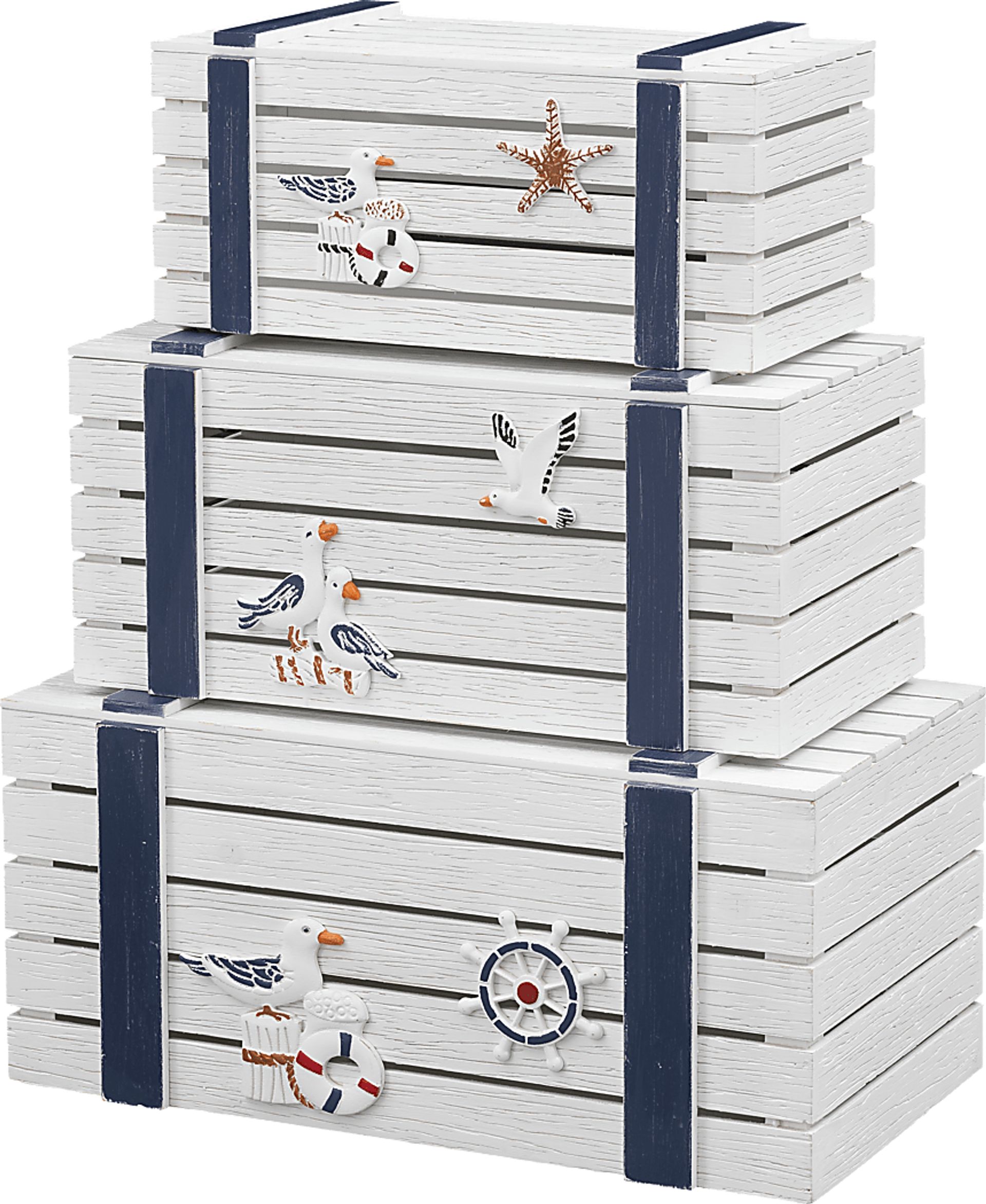 Belcher White Nesting Trunks, Set of 3 - Image 1
