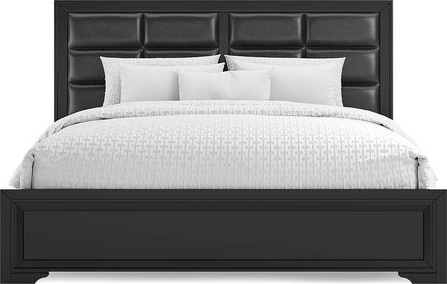 Belcourt Black 3 Pc King Upholstered Panel Bed - Thumbnail - Image 3