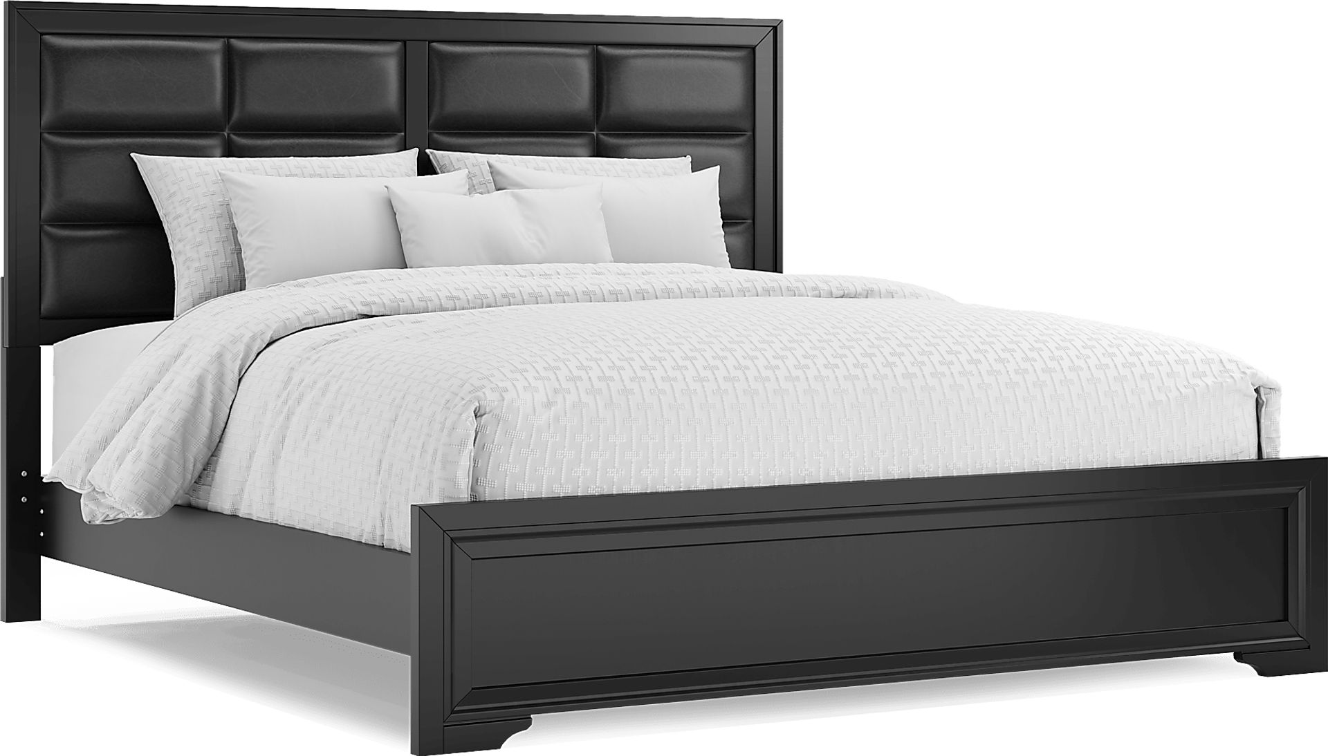 Belcourt Black 3 Pc King Upholstered Panel Bed - Image 1