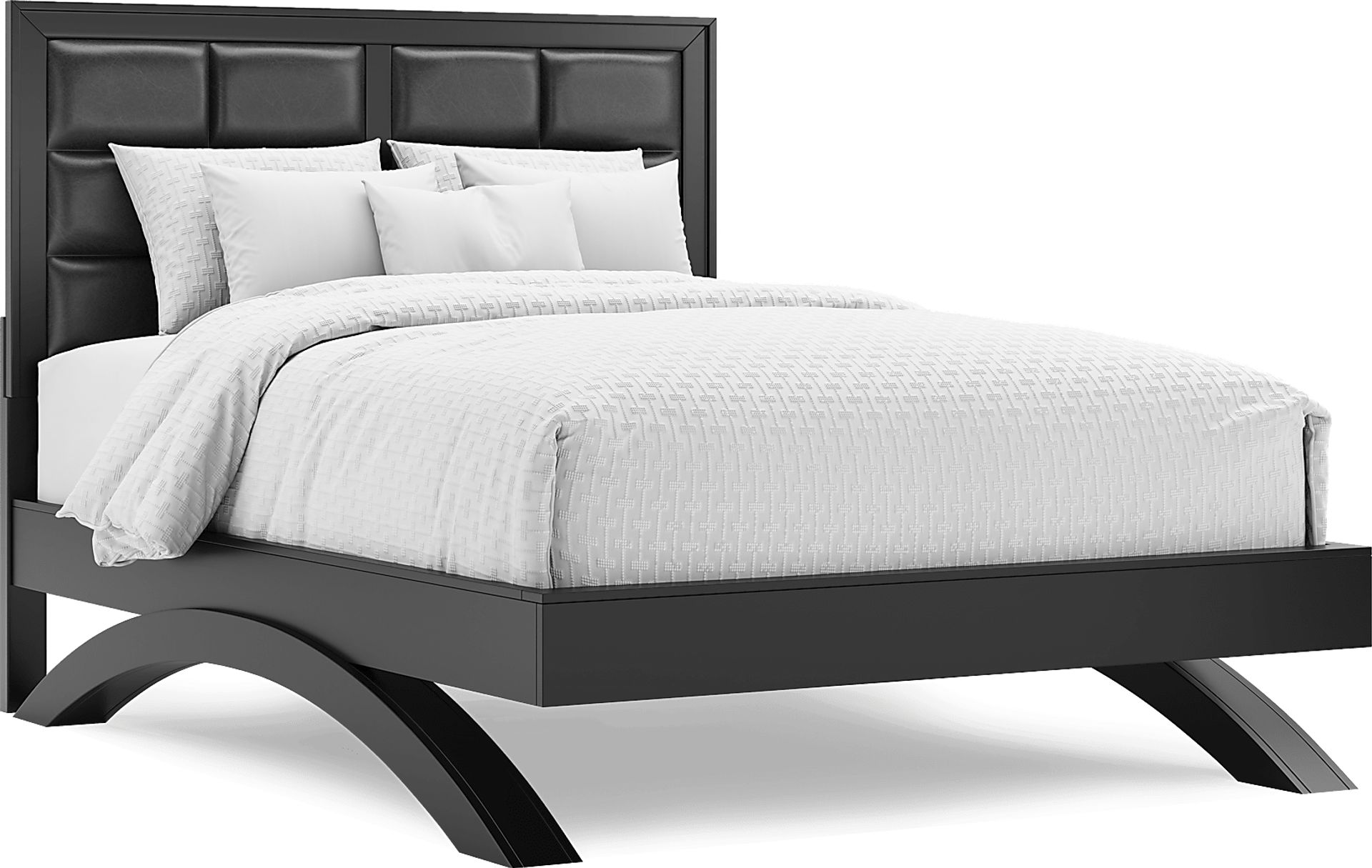 Belcourt Black 3 Pc King Upholstered Platform Bed - Image 1