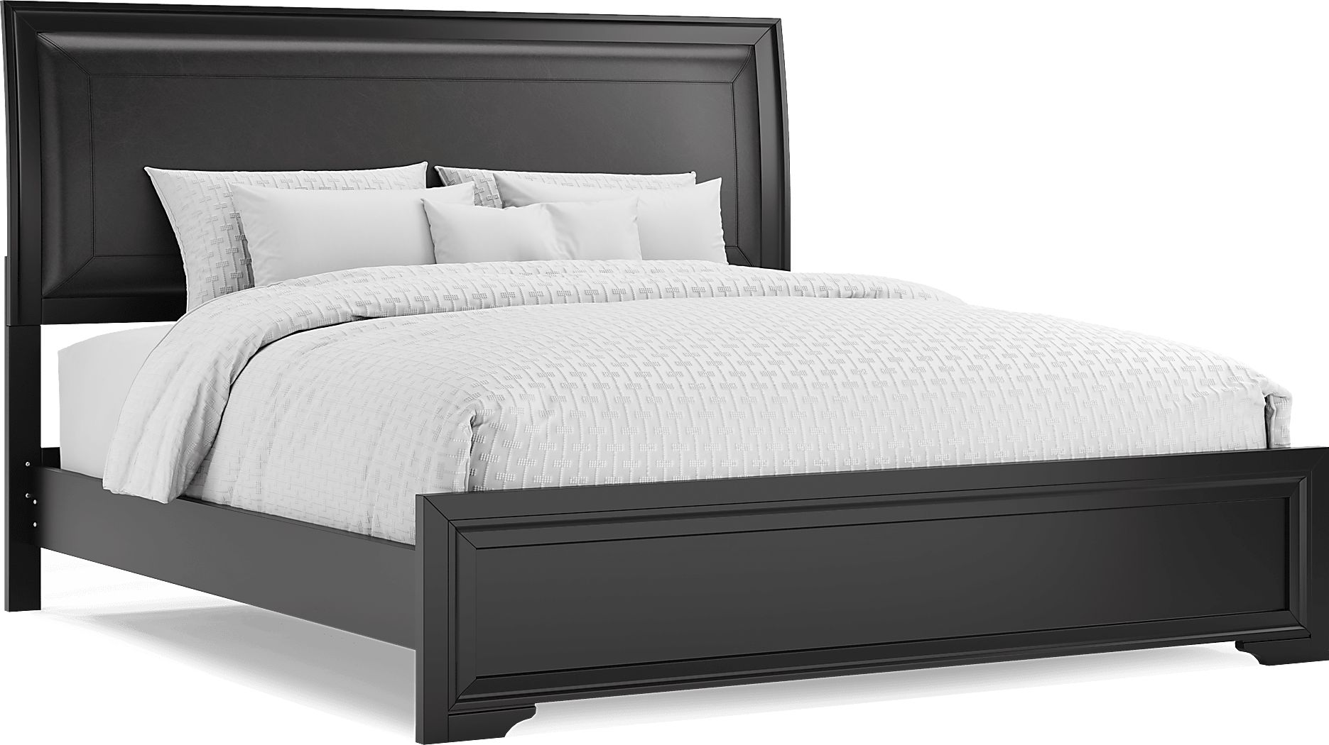 Belcourt Black 3 Pc King Upholstered Sleigh Bed