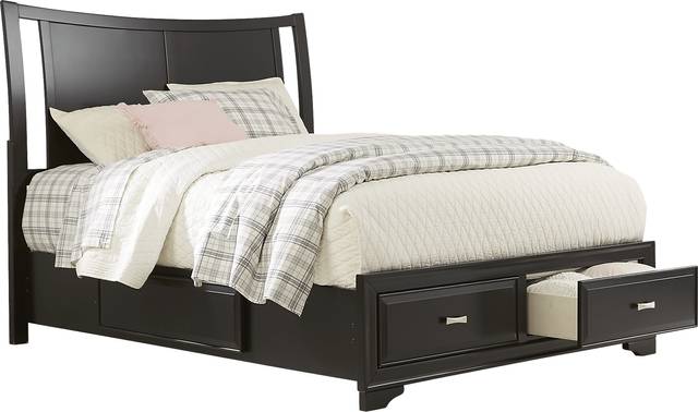 Belcourt Black 3 Pc Queen Curved Sleigh Bed with Storage - Thumbnail - Image 2
