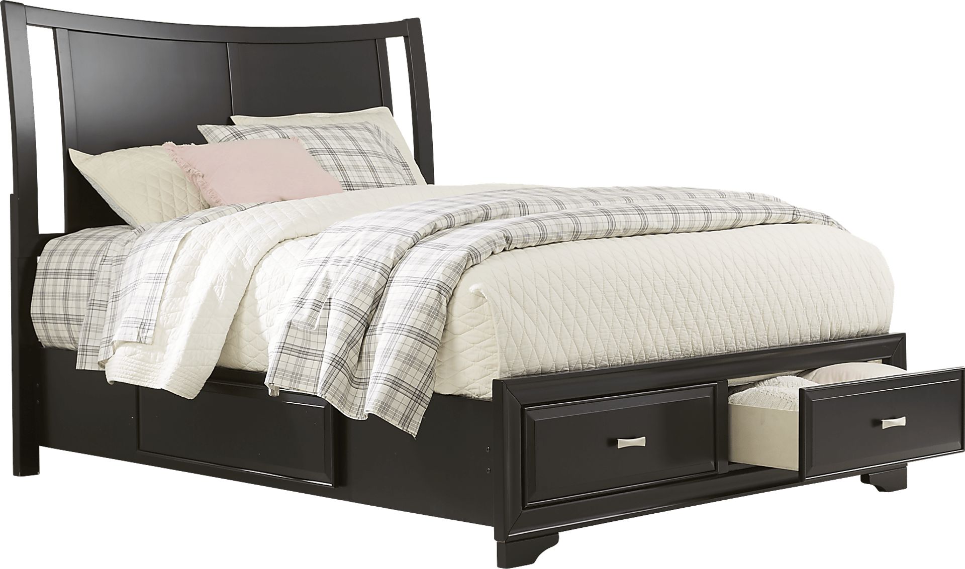 Belcourt Black 3 Pc Queen Curved Sleigh Bed with Storage - Image 2