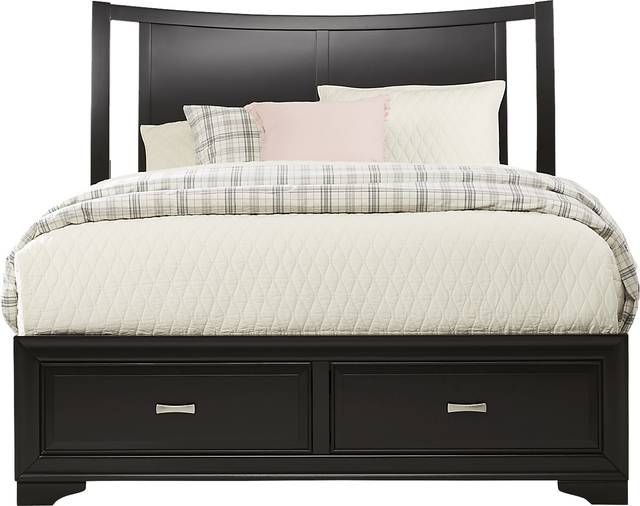 Belcourt Black 3 Pc Queen Curved Sleigh Bed with Storage - Thumbnail - Image 3