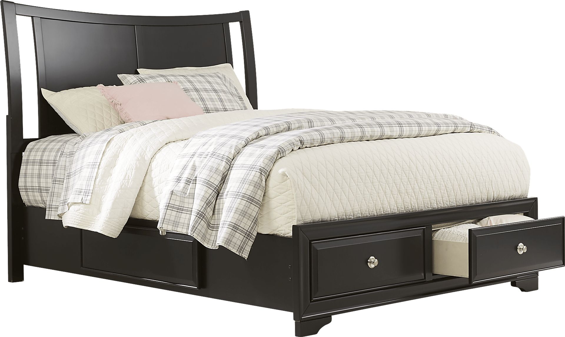 Belcourt Black 3 Pc Queen Curved Sleigh Bed with Storage - Image 5