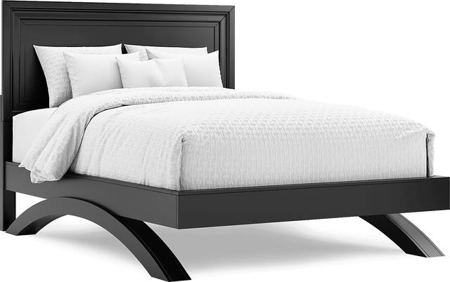Belcourt Black 3 Pc Queen Panel Arch Bed - Thumbnail - Image 1