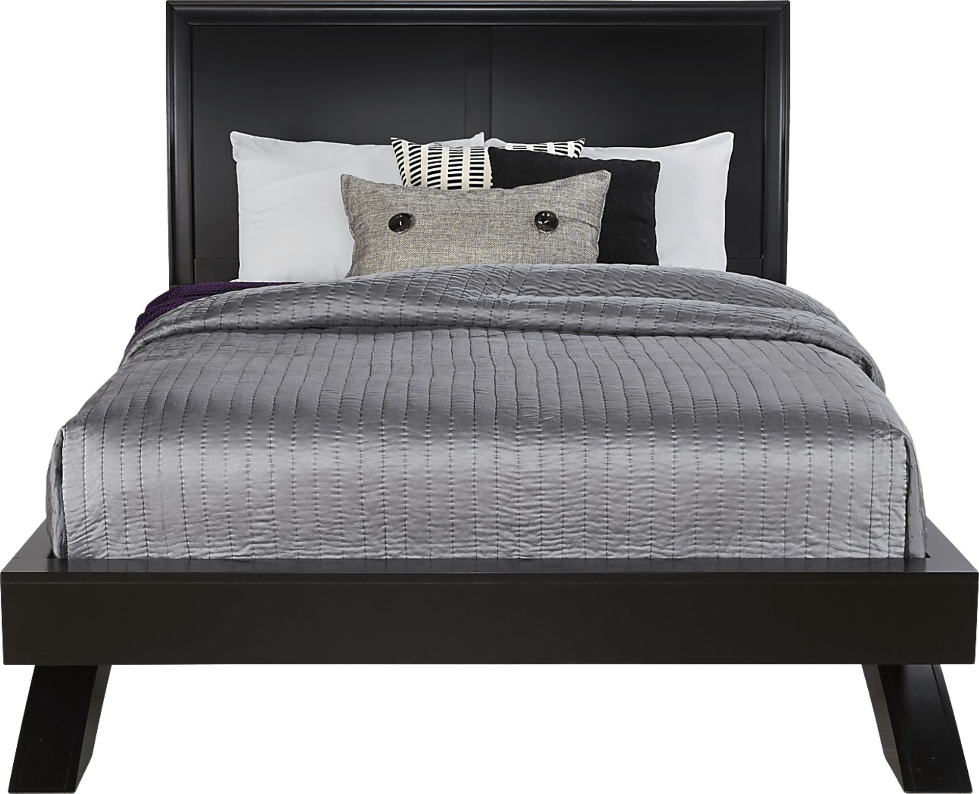 Belcourt Black 5 Pc Queen Platform Bedroom with Sleigh Headboard - Image 2