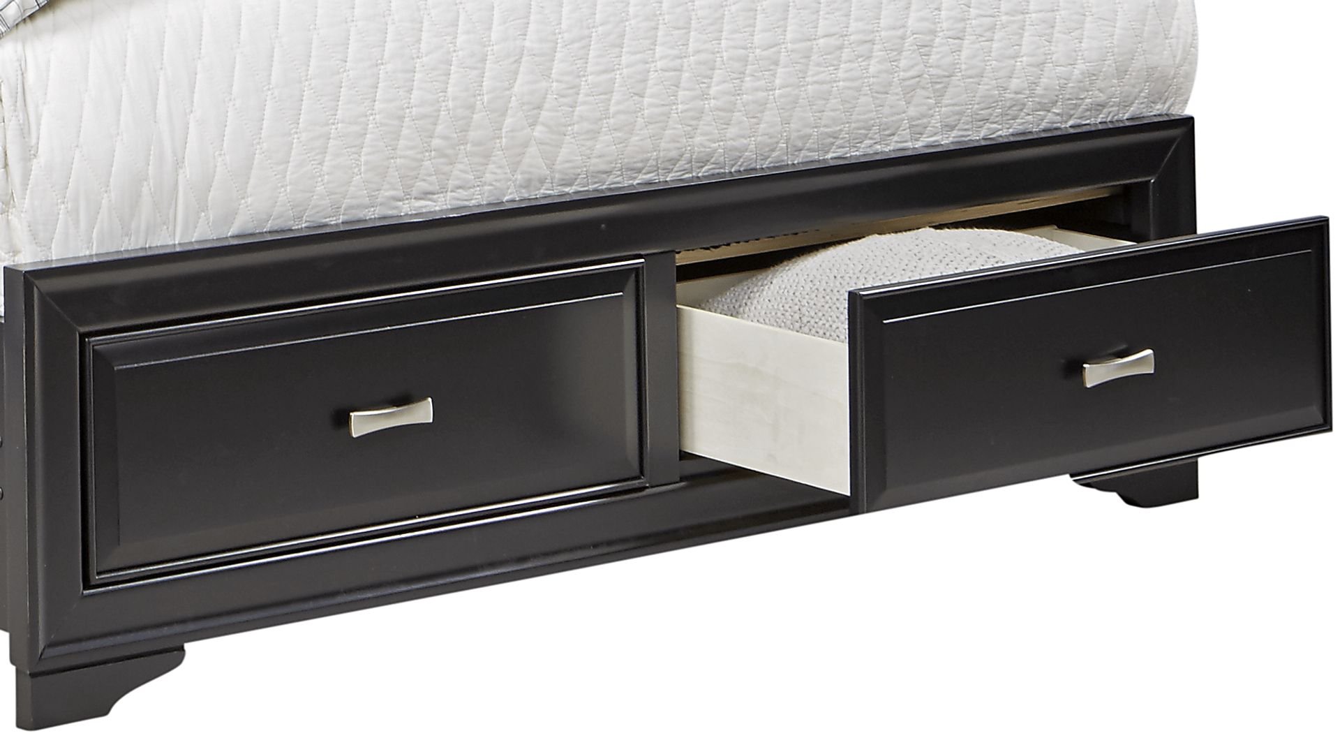 Belcourt Black 3 Pc Queen Slat Bed with Storage - Image 2