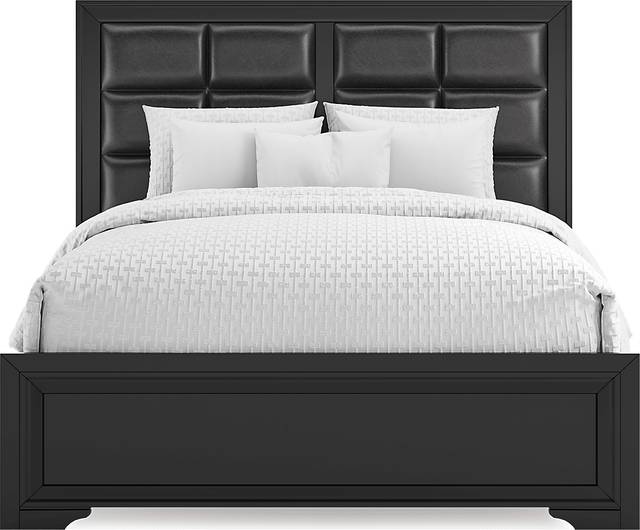 Belcourt Black 5 Pc Queen Upholstered Bedroom - Thumbnail - Image 3