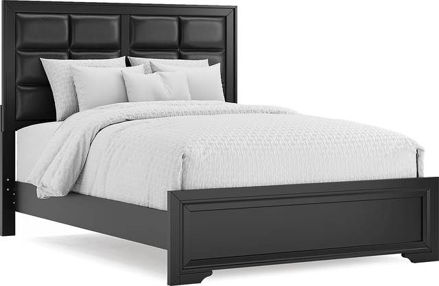 Belcourt Black 5 Pc Queen Upholstered Bedroom - Thumbnail - Image 2