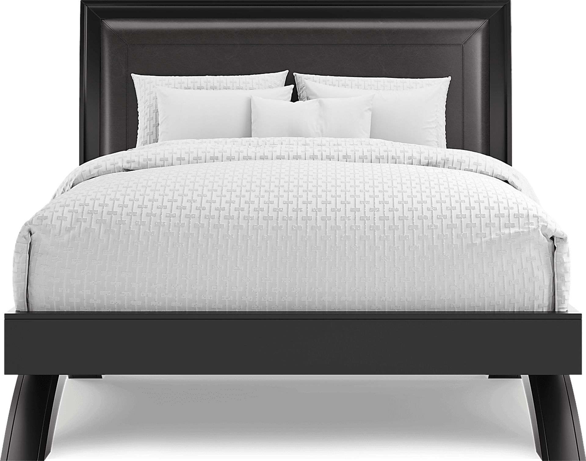 Small Spaces Belcourt Black 5 Pc Queen Upholstered Sleigh Arch Bedroom - Image 3