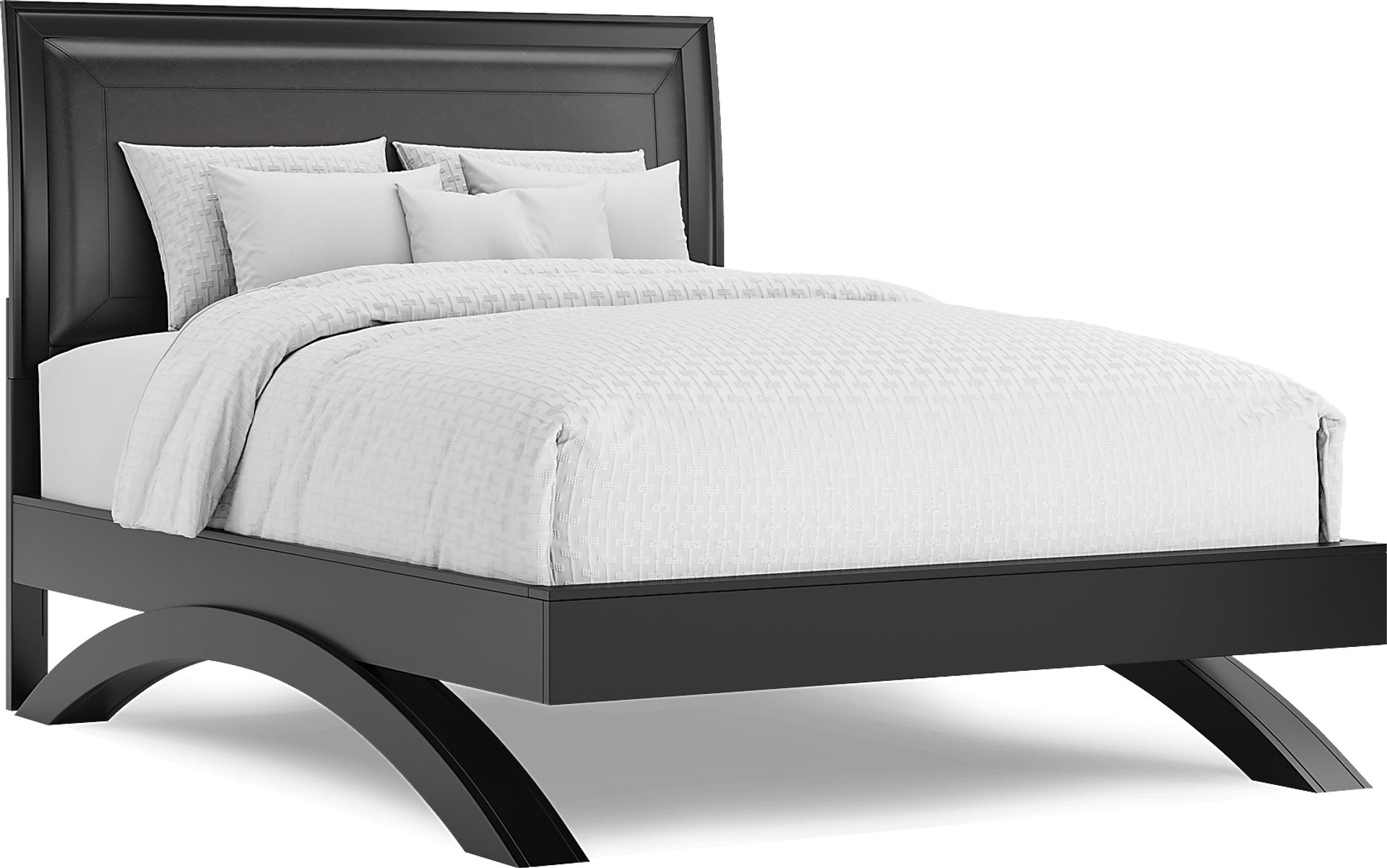 Small Spaces Belcourt Black 5 Pc Queen Upholstered Sleigh Arch Bedroom - Image 2