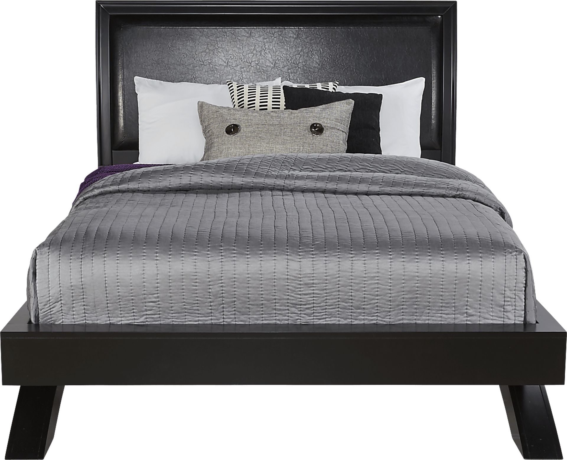 Belcourt Black 3 Pc Queen Upholstered Sleigh Arch Bed - Image 1