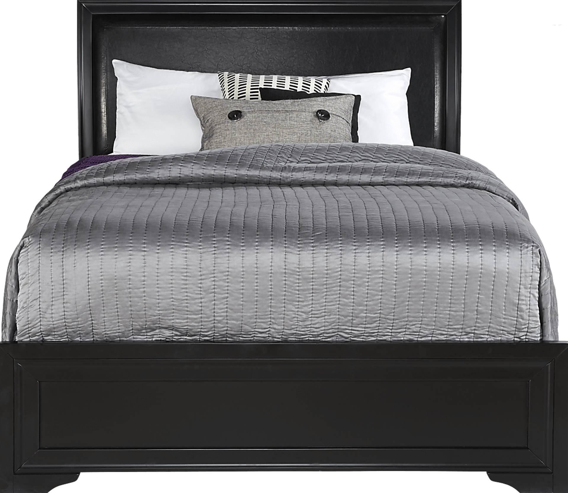 black 3 pc queen upholstered bed
