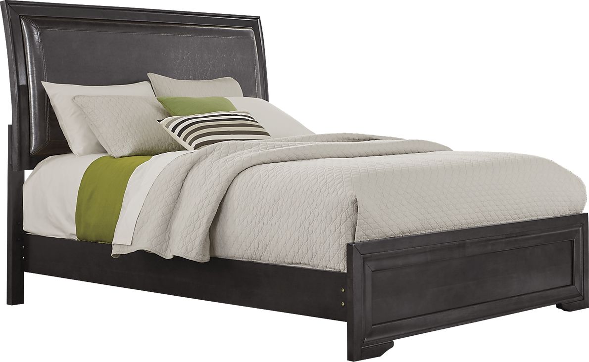 Belcourt Black 3 Pc Queen Upholstered Sleigh Bed