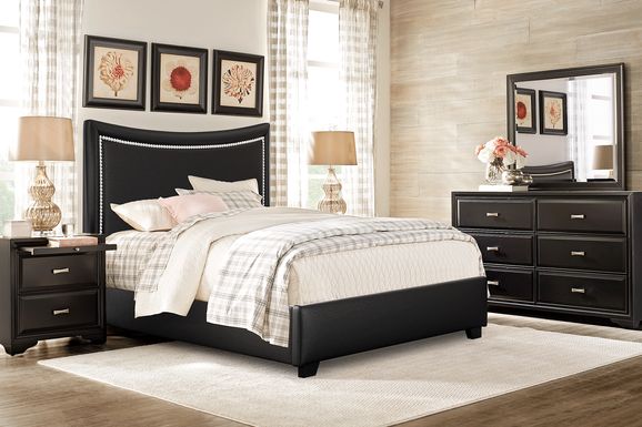 Belcourt Black 5 Pc Bedroom with Genoa Black King Upholstered Bed